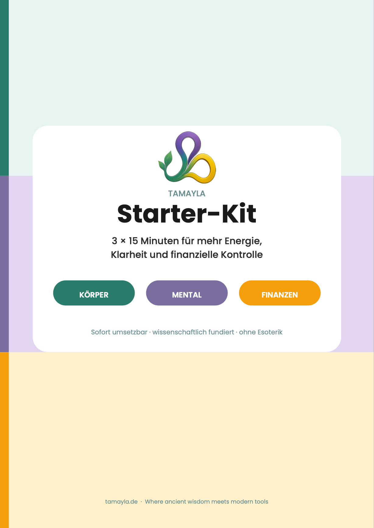 Cover: TAMAYLA Starter-Kit &ndash; drei Ma&szlig;nahmen zu je 15 Minuten